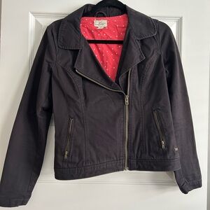Levi's Women's Black Leather Jacket with Red Lining